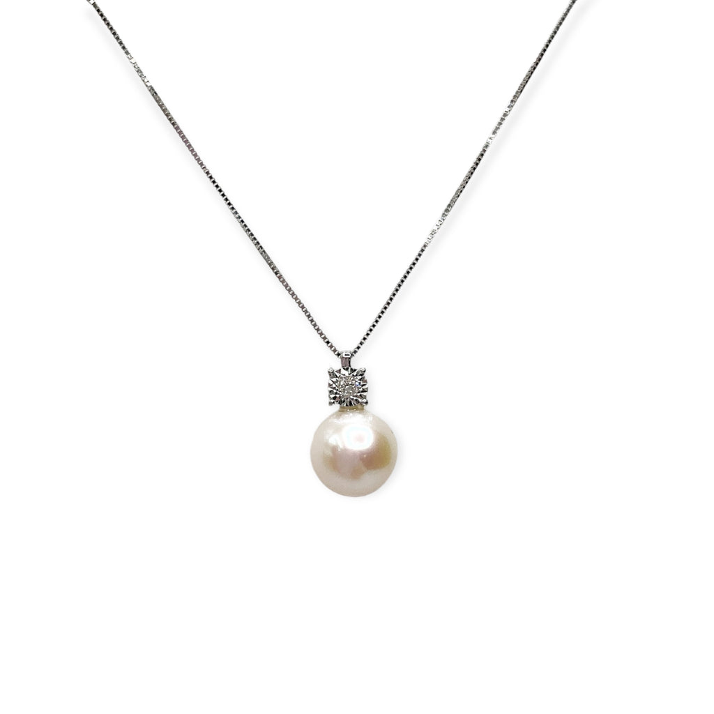 Collana Donna Miluna Gioielli in Oro Bianco, Brillante e Perla - PCL5658